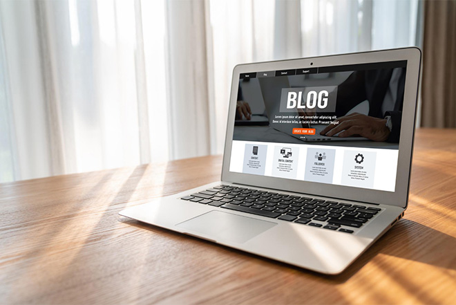 consistent branding on a laptop showing a blog 